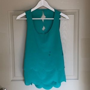 Teal scolloped shirt